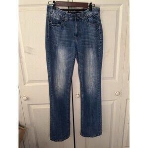 FLYING MONKEY PLATINUM Dark Wash Stretch Mid Rise Straight Leg Hem Jeans SZ 30
